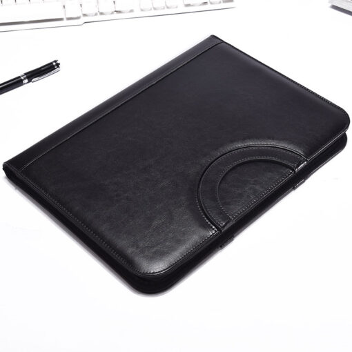 Black zipper portfolios with handle