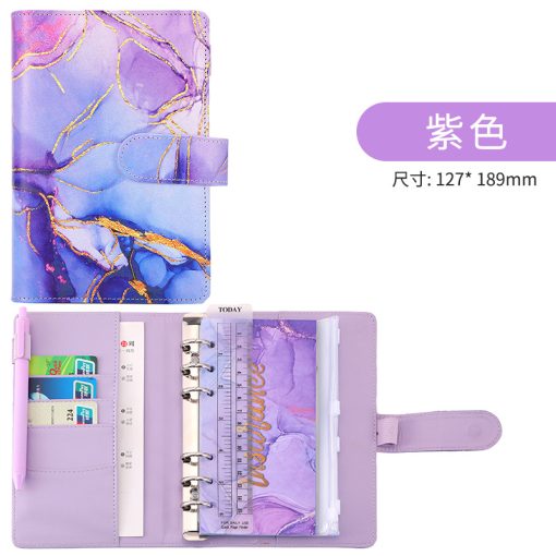 A6 marble PU planner purple