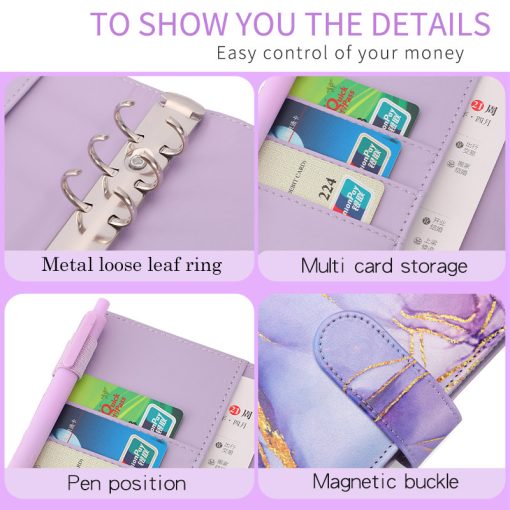 A6 marble PU planner 6 ring binder