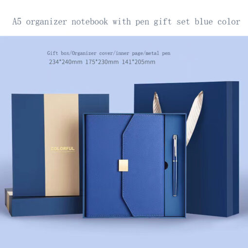 A5 organizer notebook gift set blue