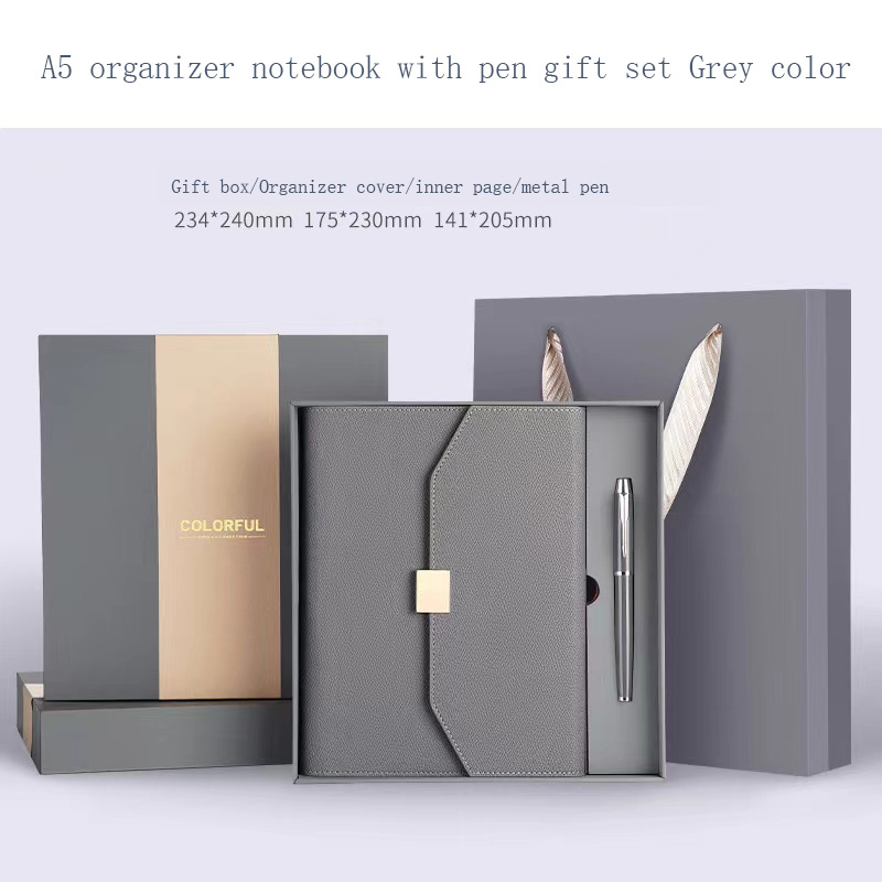 A5 organizer notebook gift set grey