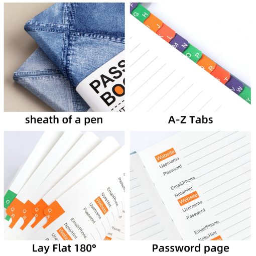 small password notebook with labeled tabs
