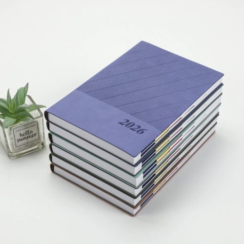 mooth PU leather business diary 2026 with logo