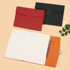round buckle tri-fold notebook